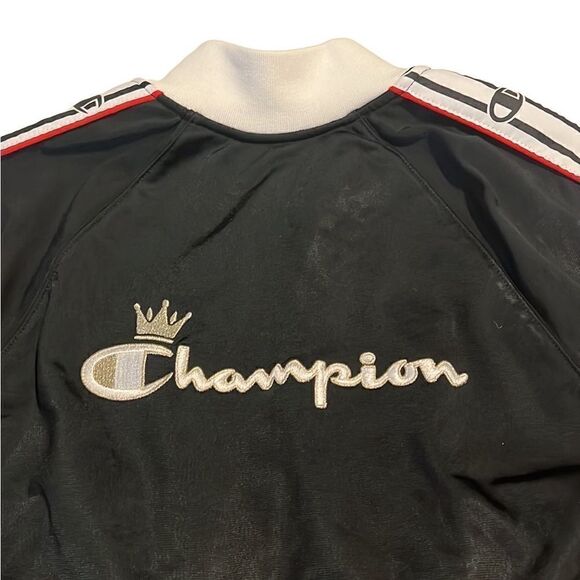Champion Black Logo Embroidered Full Zip Crown Track Jacket Size Small - Picture 5 of 15